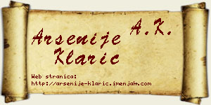 Arsenije Klarić vizit kartica
